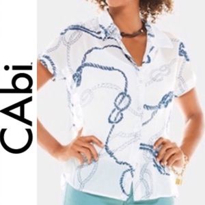 CAbi nautical boating button up blouse white navy